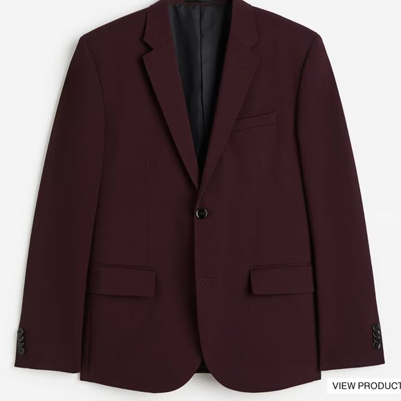 H&M Other - NWT H&M Skinny Fit Single-Breasted Jacket Burgundy 38R